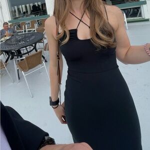 Abercrombie & Fitch Black Strapless Bodycon Dress with Crisscross Straps